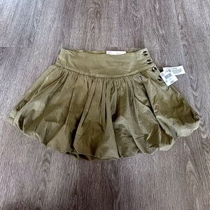american eagle bubble mini skirt stretch olive green size 00 nwt